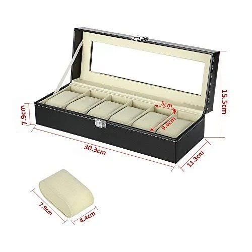 Watch Storage Box Case, Organizer of Faux Leather Watch Box