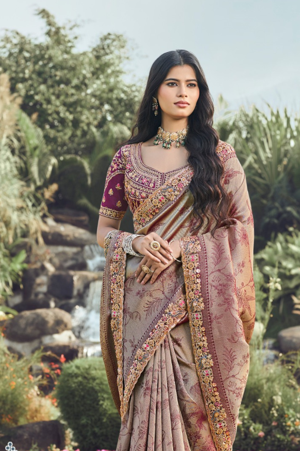 Soft Peach Embroidery Saree