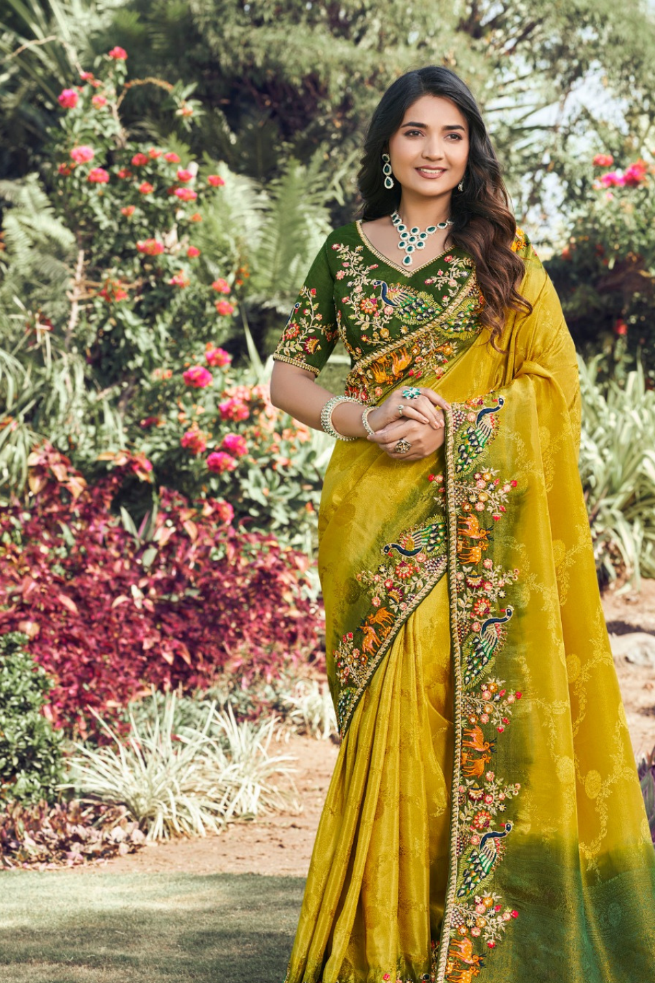 Sun Yellow Handwork Saree