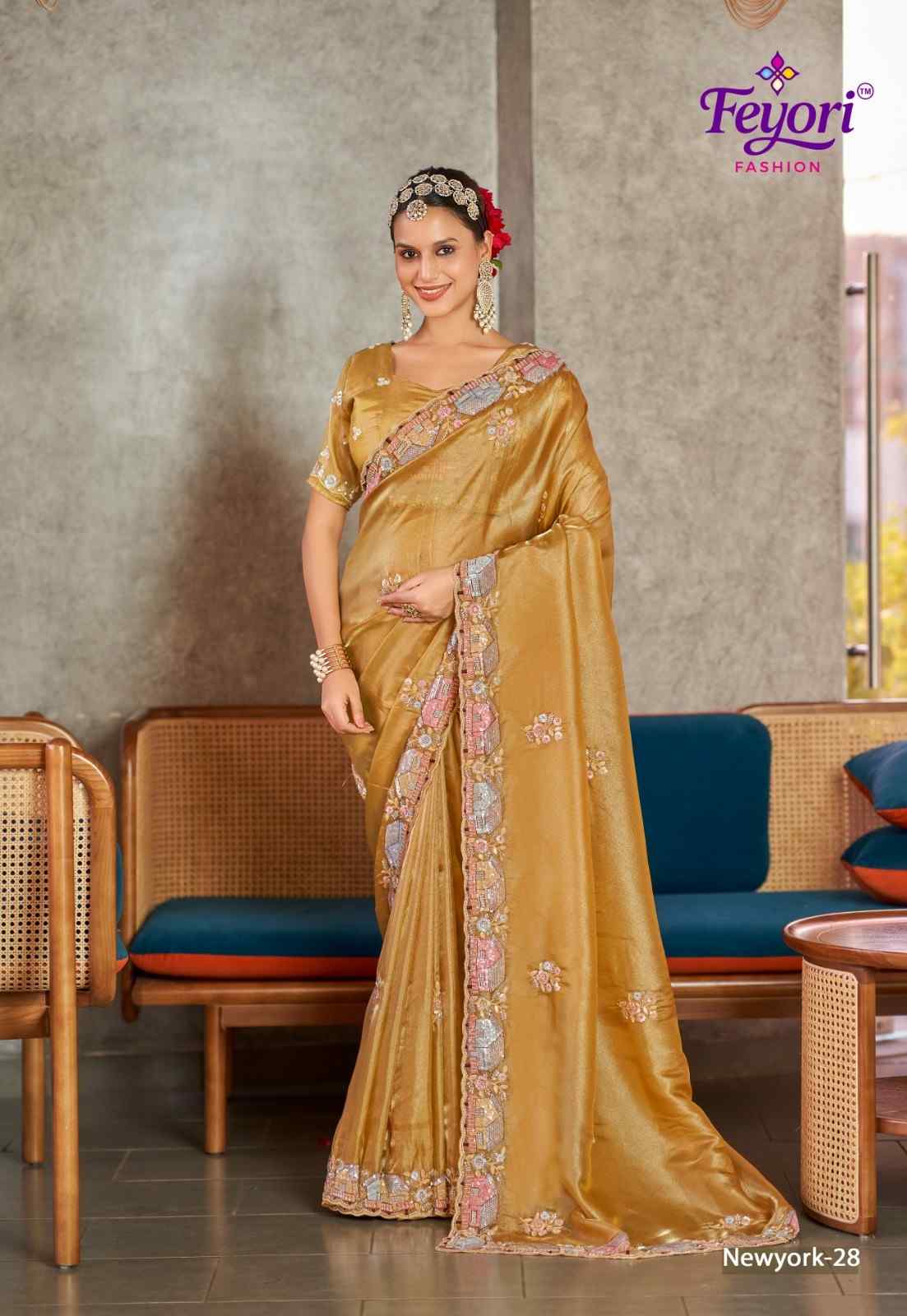 Luxe Gold Embroidery Saree