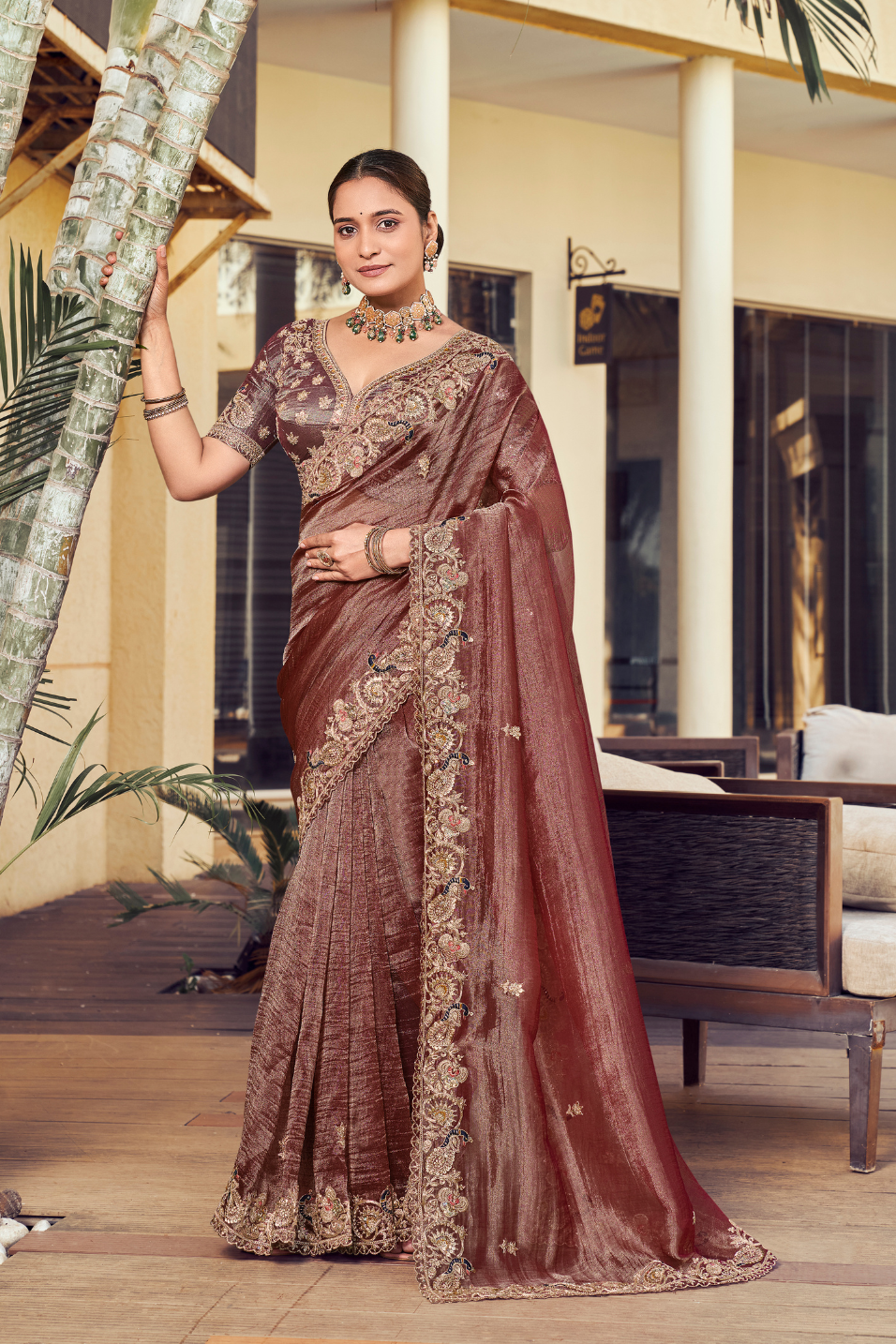 Rose Handwork Saree with Readymade blouse