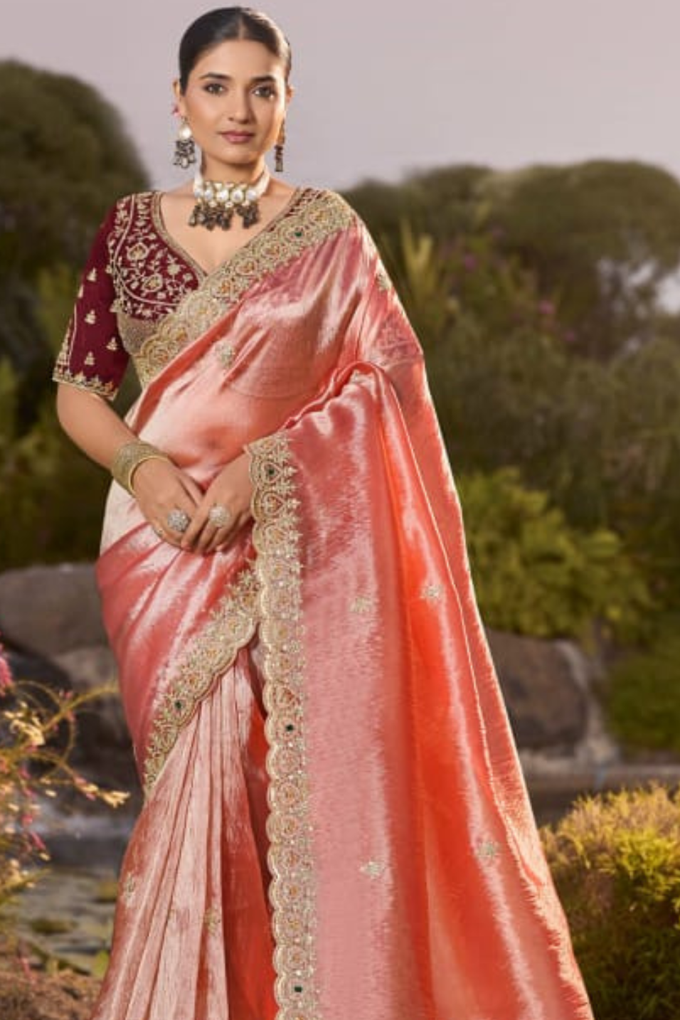 Midnight Handwork Saree With ReadyMade Blouse