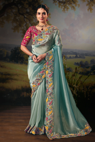VIOLET EMBROIDERY HAND WORK SAREE