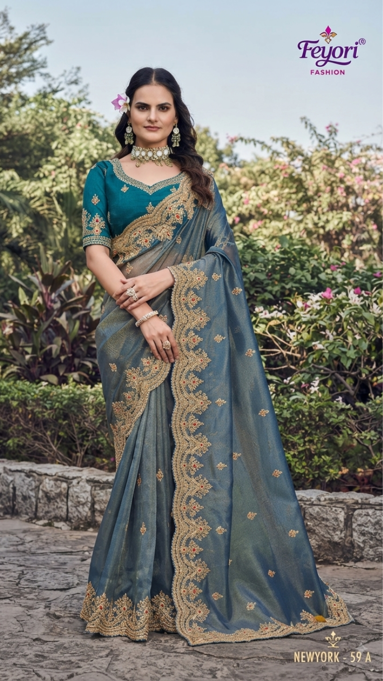 Embroidered Art Silk Saree with Designer Border & Blouse