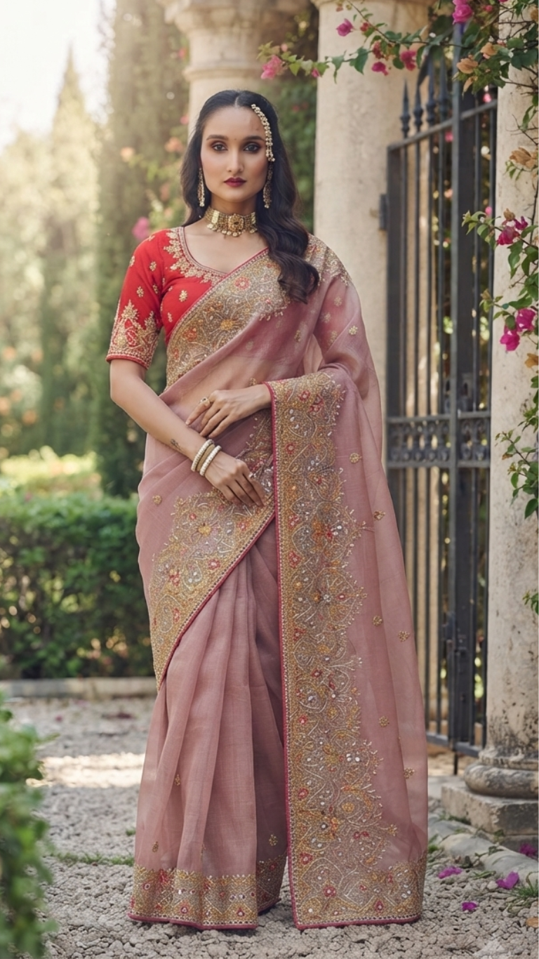 Luxury Designer Saree with Embellished Border